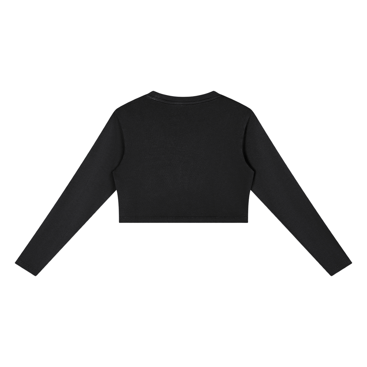 MIROLYUB Ashweave mineral-wash cropped sweatshirt in Black, back view.