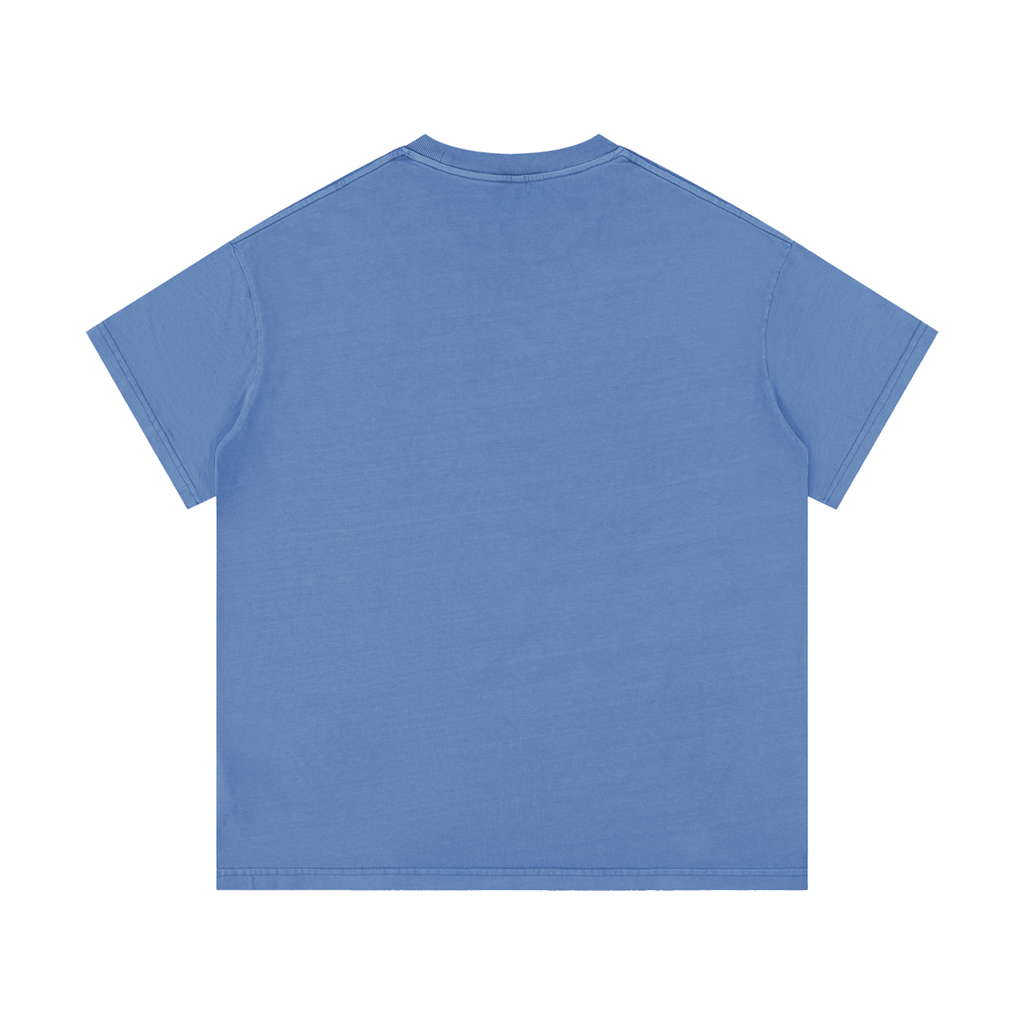 MIROLYUB Palimpsest Vintage-Wash Cotton Tee in Cobalt Blue, back view.