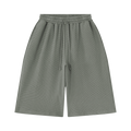 MIROLYUB Lattice Waffle Shorts in Gray, front view.