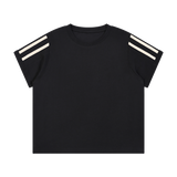 MIROLYUB Pennant twin-stripe cropped tee in Black — front view