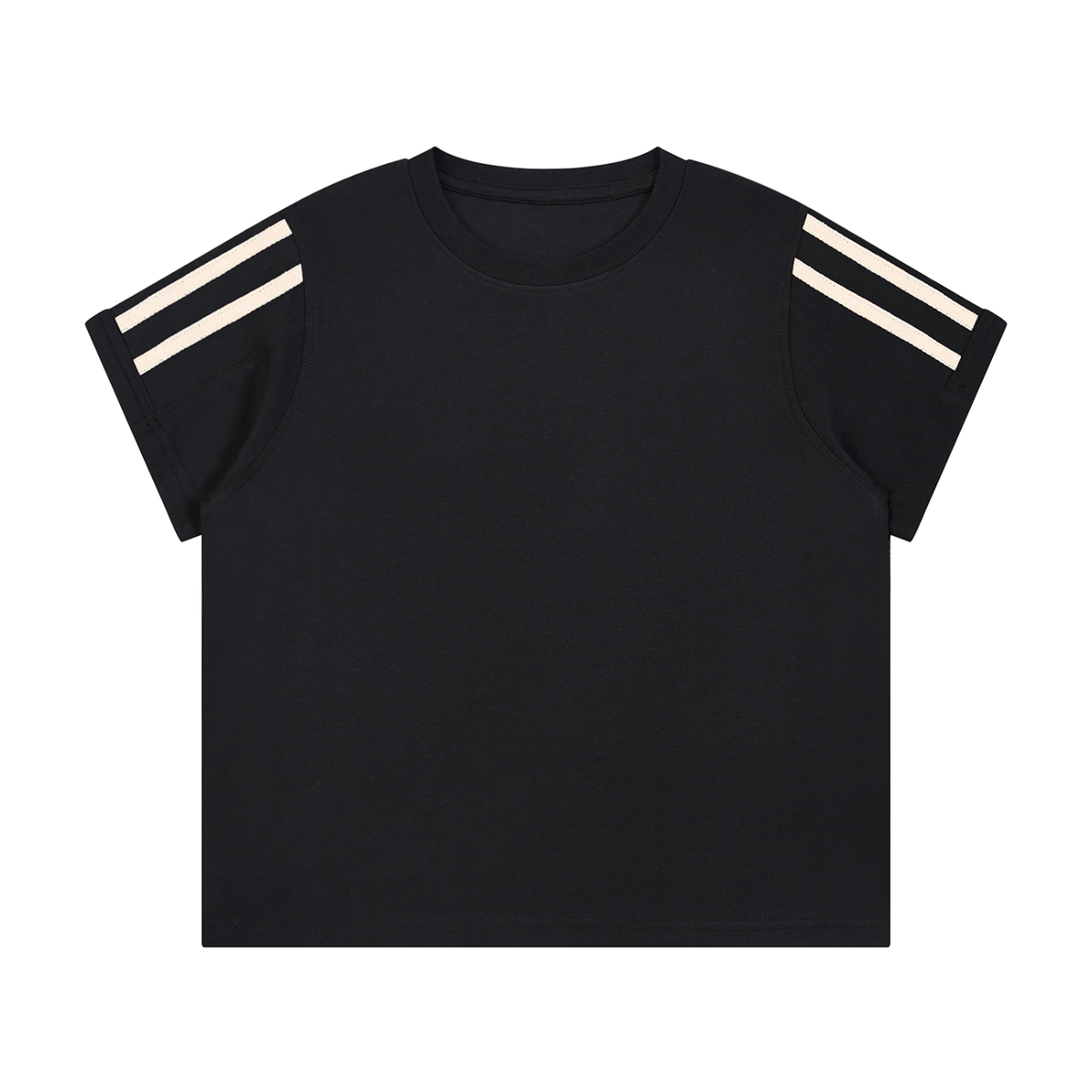 MIROLYUB Pennant twin-stripe cropped tee in Black — front view