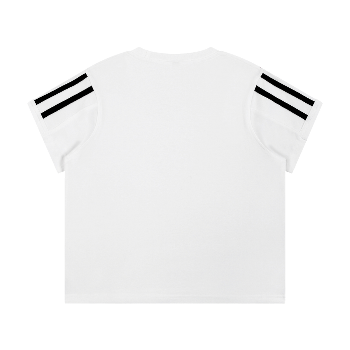 MIROLYUB Pennant twin-stripe cropped tee in White — back view