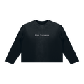 My Good Sunfade Boxy Long Sleeve in Black — front with gray Мой Хороший print