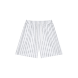 MIROLYUB Unisex Striped Loose Fit Shorts — White, front view