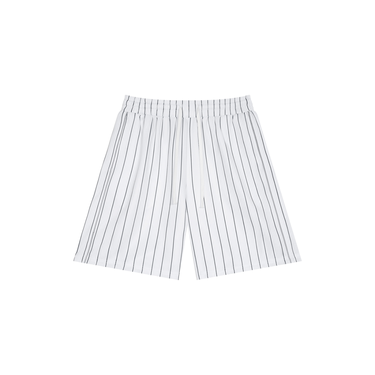 MIROLYUB Unisex Striped Loose Fit Shorts — White, front view