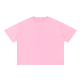 Mineral Wash Boxy Cotton T-Shirt — Rose Pink, front view