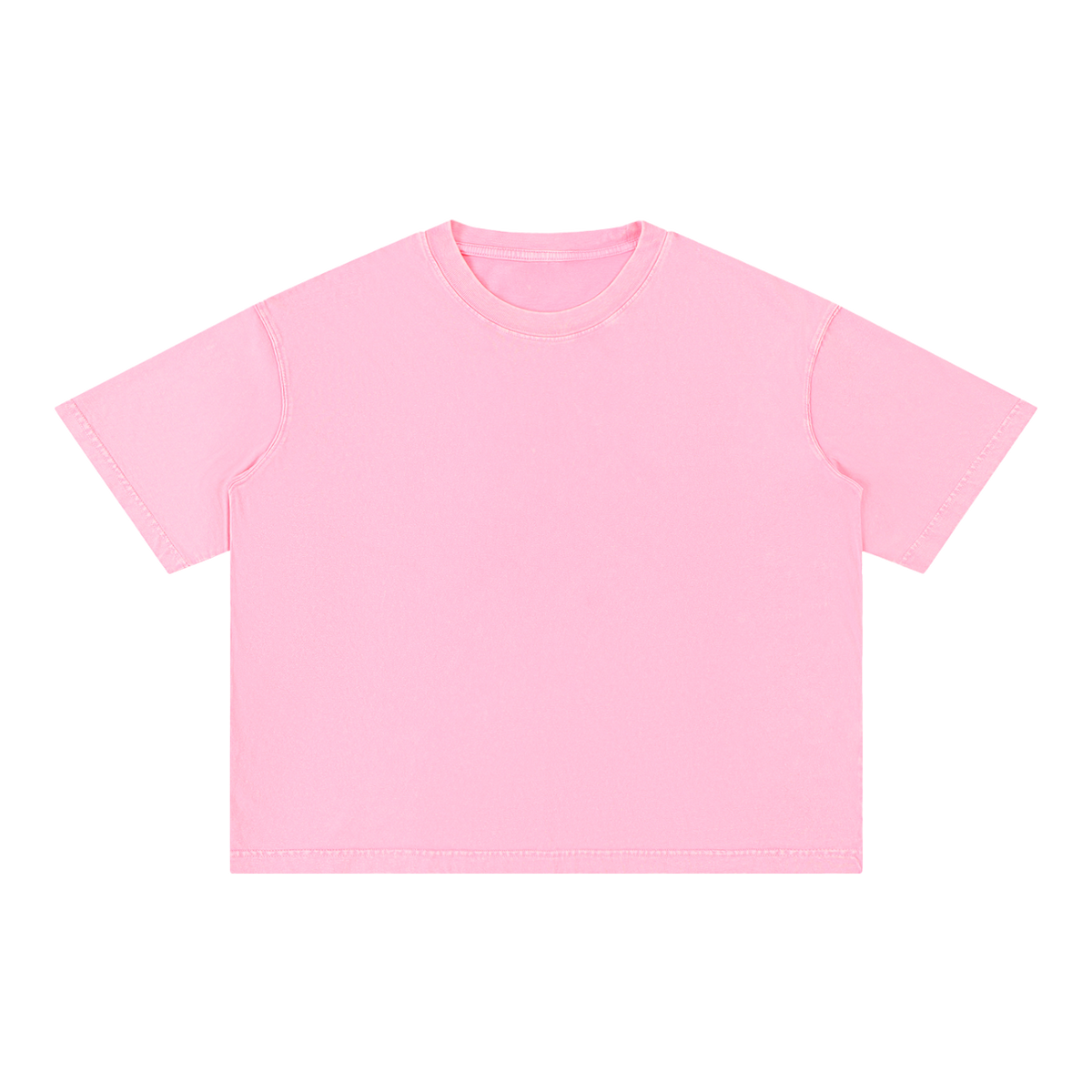 Mineral Wash Boxy Cotton T-Shirt — Rose Pink, front view