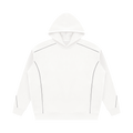 MIROLYUB Hush Oversized Piping Hoodie in White, front view.