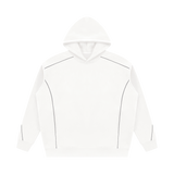 MIROLYUB Hush Oversized Piping Hoodie in White, front view.