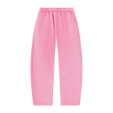 MIROLYUB arc vintage-wash barrel fleece pants in Pink, back view