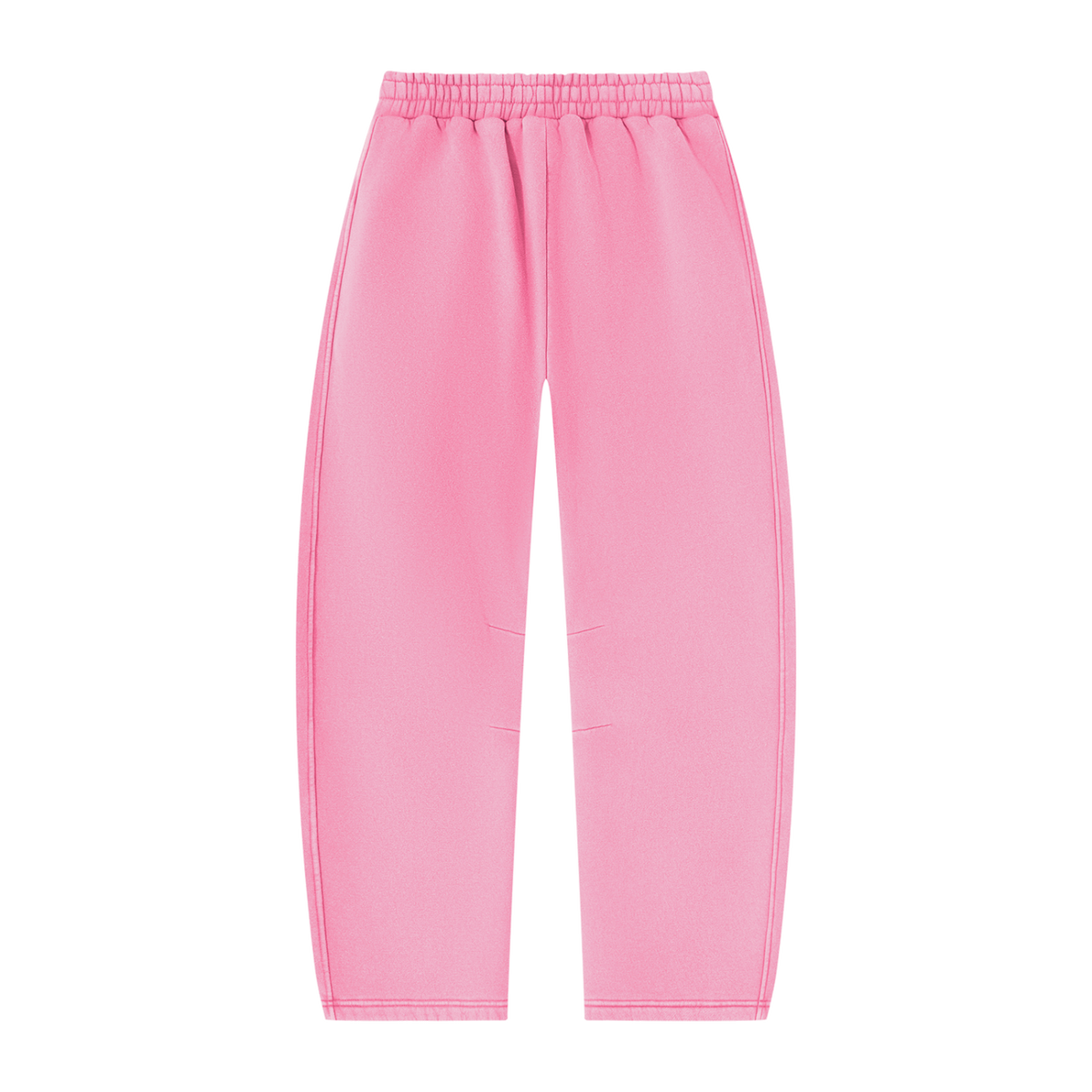 MIROLYUB arc vintage-wash barrel fleece pants in Pink, back view