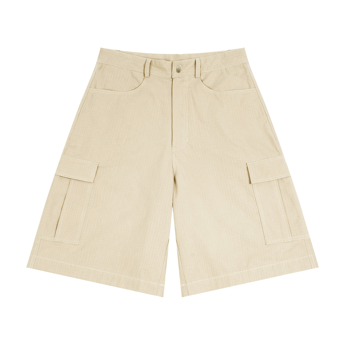 MIROLYUB Outpost woven cargo shorts in Apricot, front view.