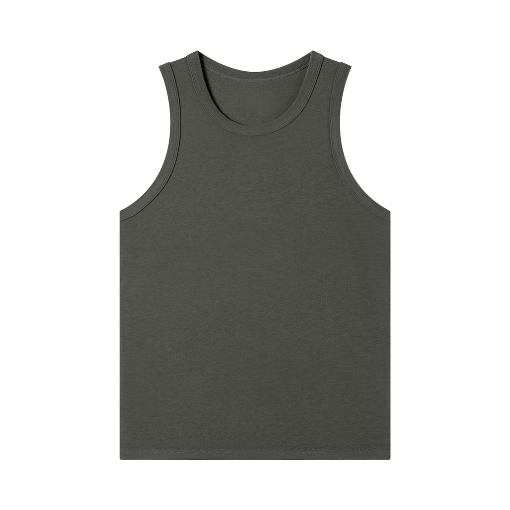 MIROLYUB Tension heavyweight ribbed tank in Dark Gray, front view.