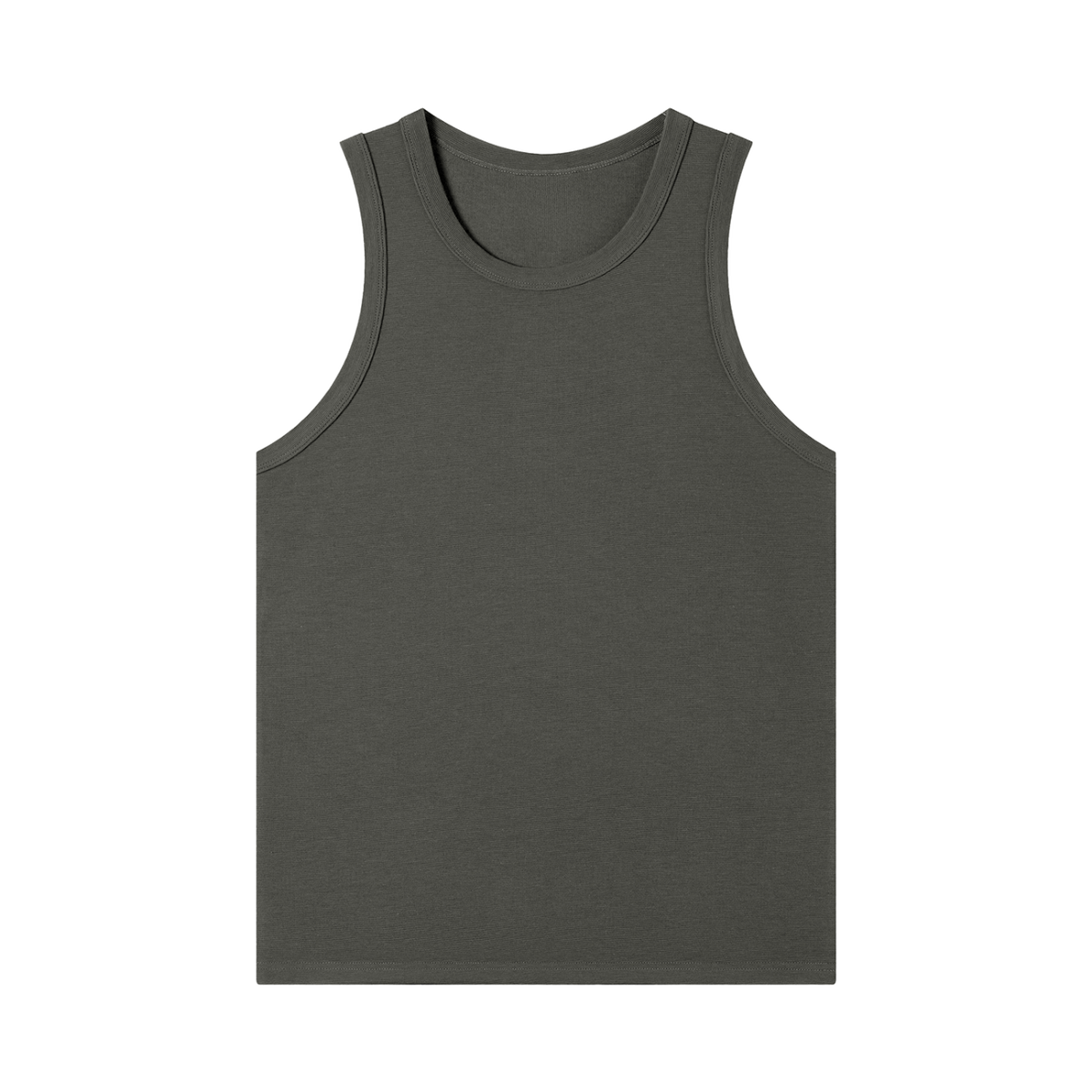 MIROLYUB Tension heavyweight ribbed tank in Dark Gray, front view.