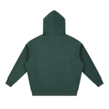 MIROLYUB loft boxy fleece hoodie in Dark Green, back view