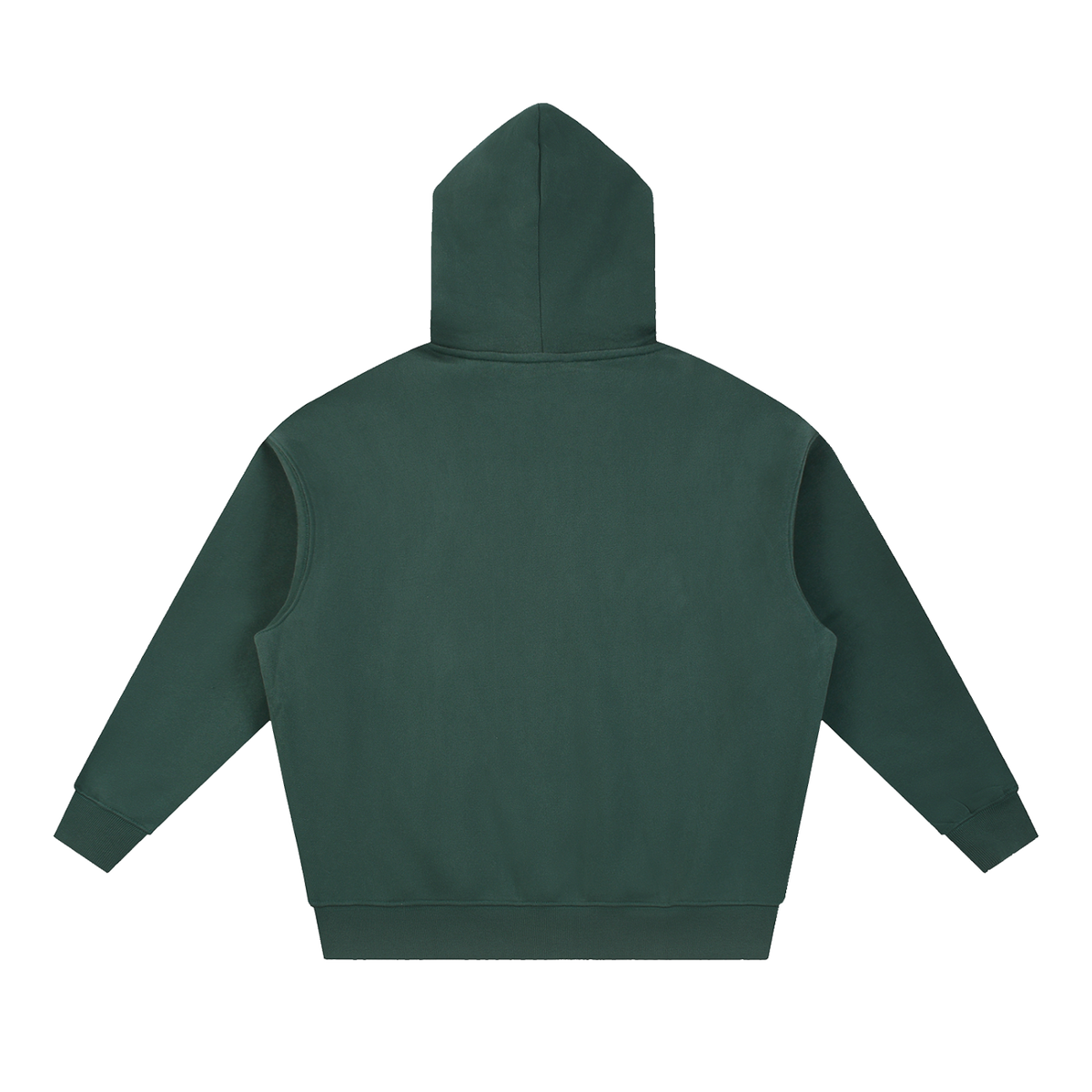 MIROLYUB loft boxy fleece hoodie in Dark Green, back view