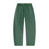 MIROLYUB arc vintage-wash barrel fleece pants in Dark Green, back view