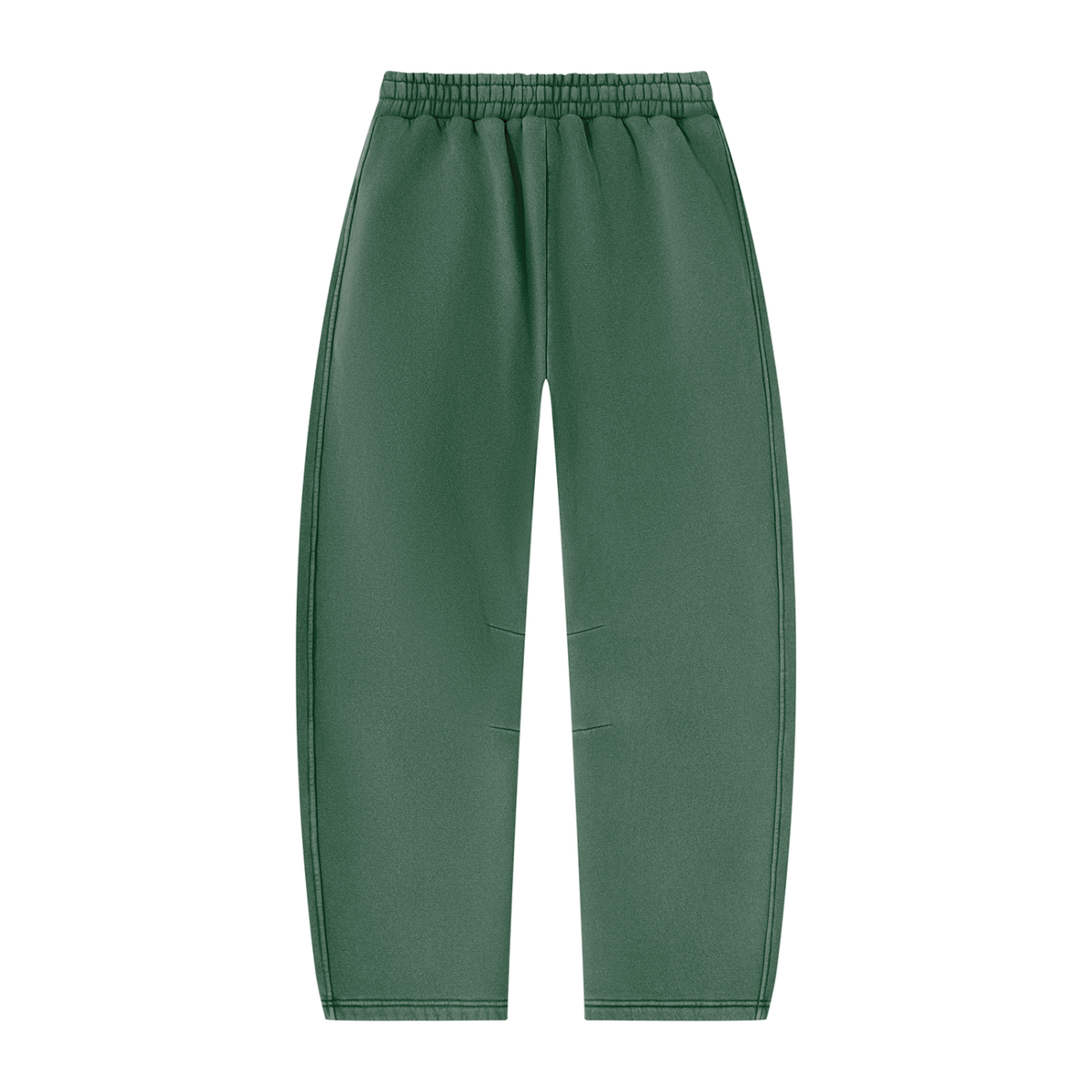 MIROLYUB arc vintage-wash barrel fleece pants in Dark Green, back view
