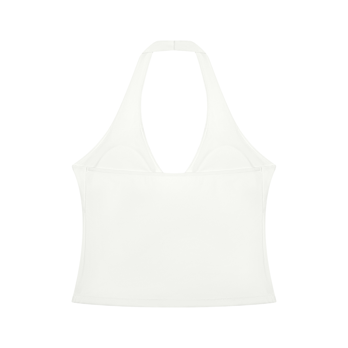 MIROLYUB Women’s Ruched Halter Yoga Tank Top — White, back view
