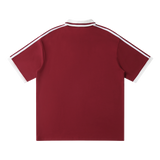Traction contrast-piping polo, Wine Red, back view