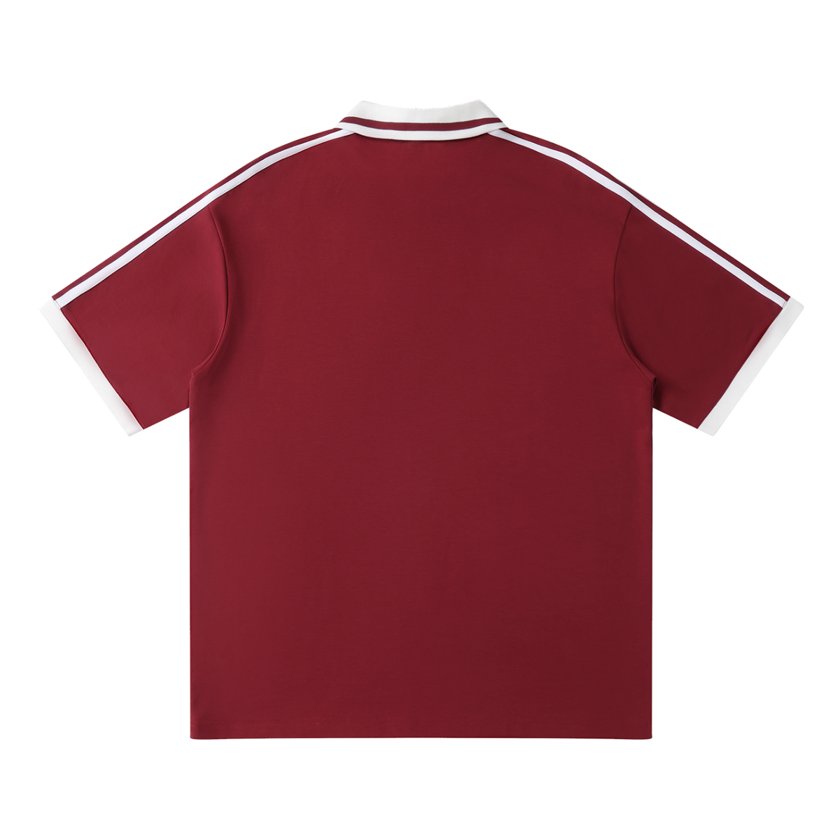 Traction contrast-piping polo, Wine Red, back view