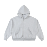 Relay boxy zip hoodie in Flower Gray, front