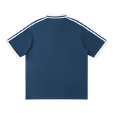 MIROLYUB Traction contrast-piping polo in Navy Blue — back view