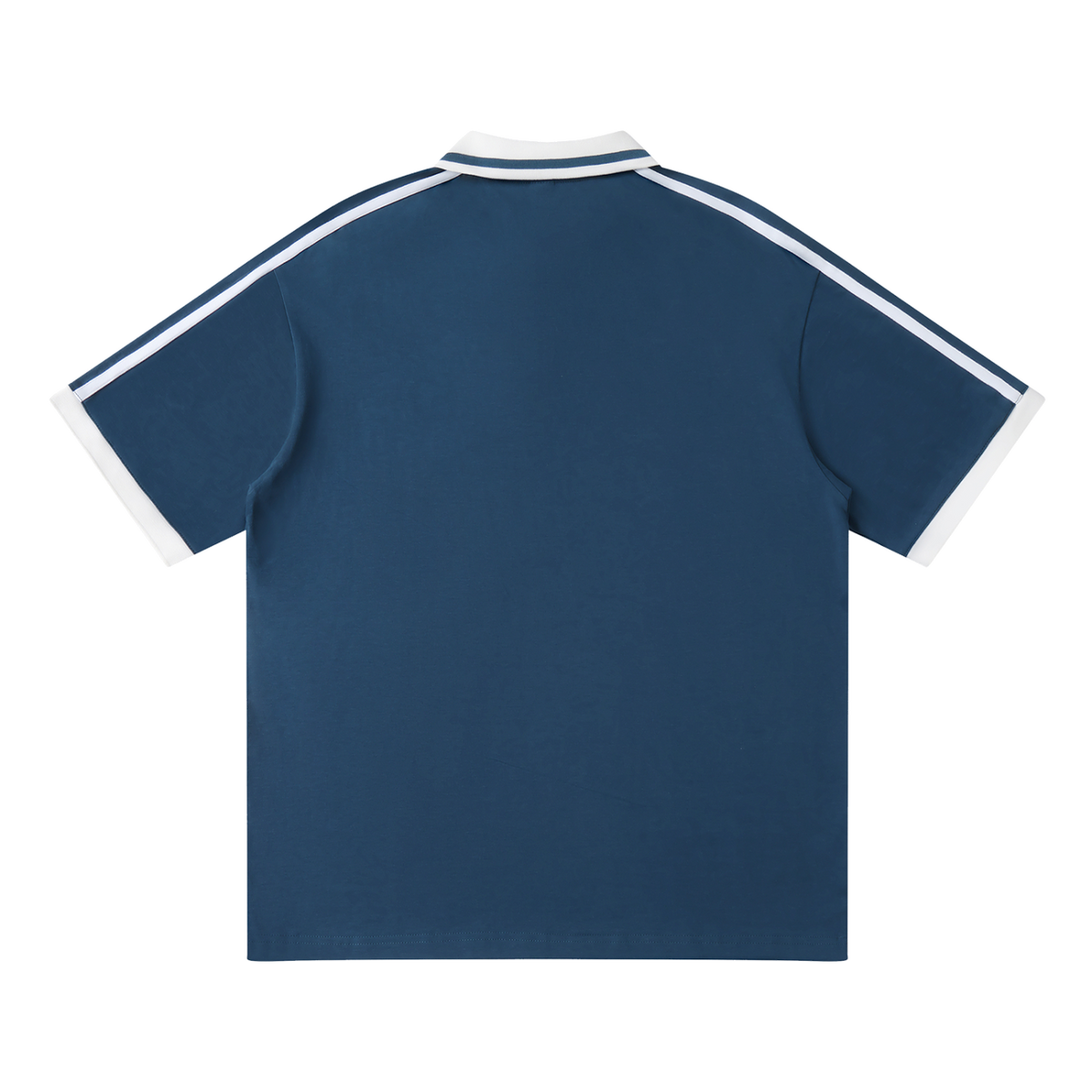 MIROLYUB Traction contrast-piping polo in Navy Blue — back view
