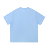 MIROLYUB Still Heavy Cotton Tee in Blue, back view.
