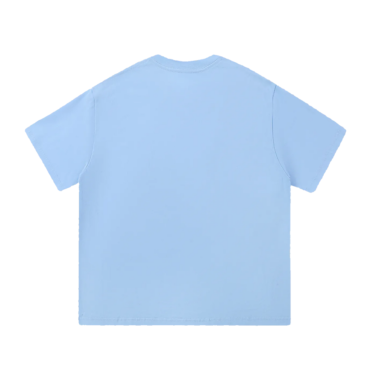 MIROLYUB Still Heavy Cotton Tee in Blue, back view.