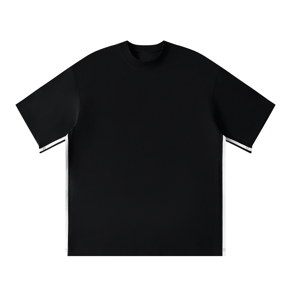 MIROLYUB Unisex Colorblock Crewneck T-Shirt — Black, front view