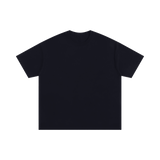 MIROLYUB Interval Oversized Cotton Tee in Black, front view.