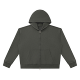 MIROLYUB Unisex Heavyweight Full Zip Boxy Hoodie — Dark Gray, front view