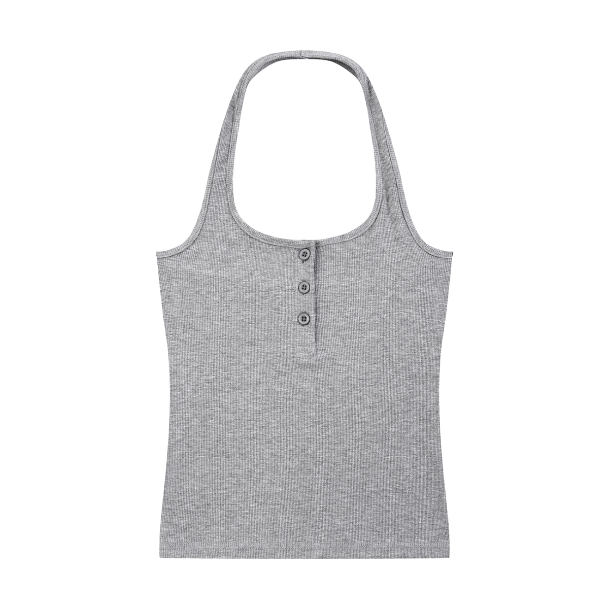 MIROLYUB Notch ribbed Henley tank in Flower Gray, front view