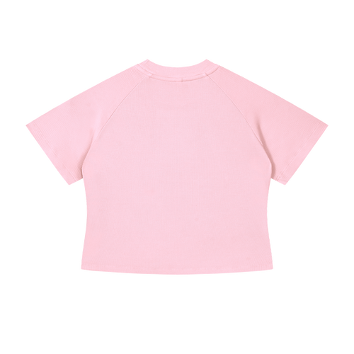 MIROLYUB Women's Mineral Wash Crop T-Shirt — Pink, back view