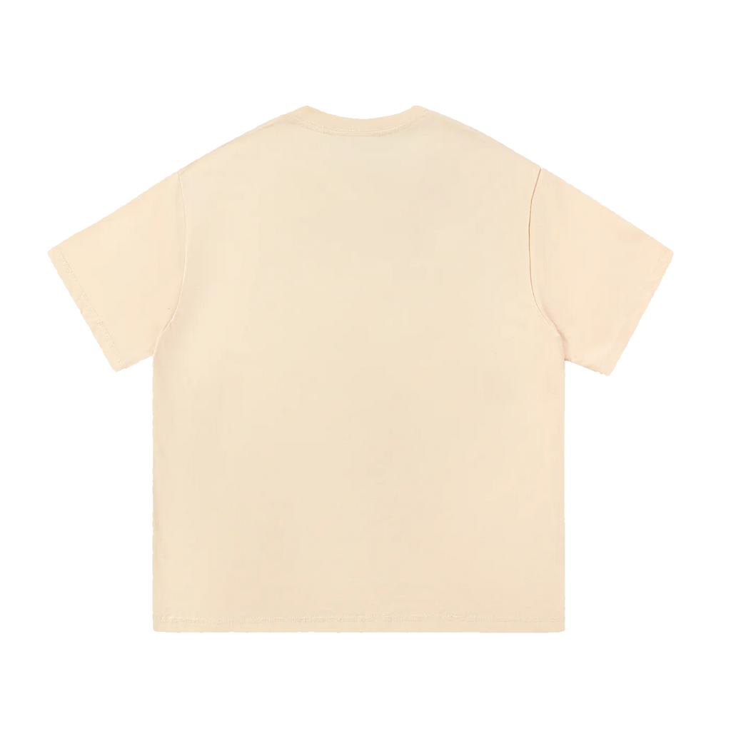 MIROLYUB Still Heavy Cotton Tee in Apricot, back view.