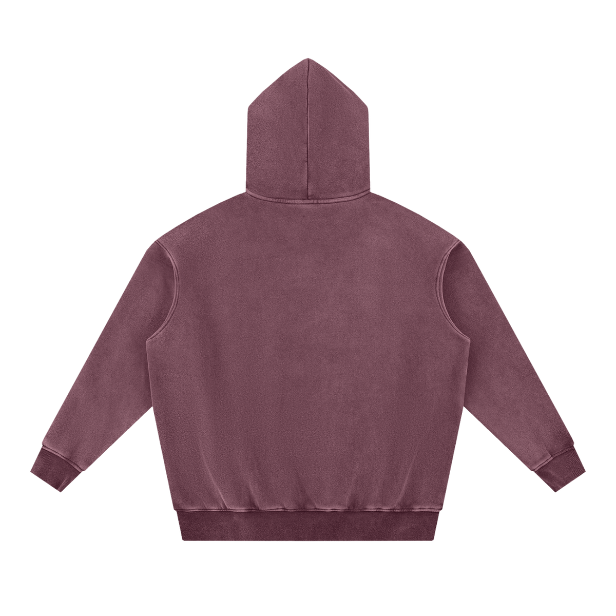 Snow Wash Fleece Oversize Hoodie — Jujube Red, back view
