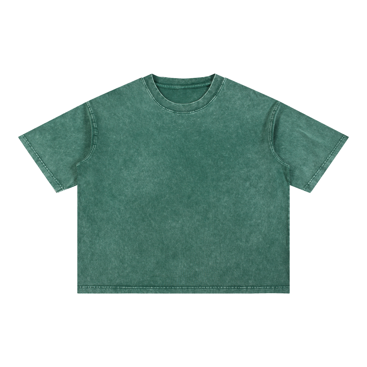 Mineral Wash Boxy Cotton T-Shirt — Blackish Green, front view