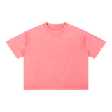 Mineral Wash Boxy Cotton T-Shirt — Pink, front view