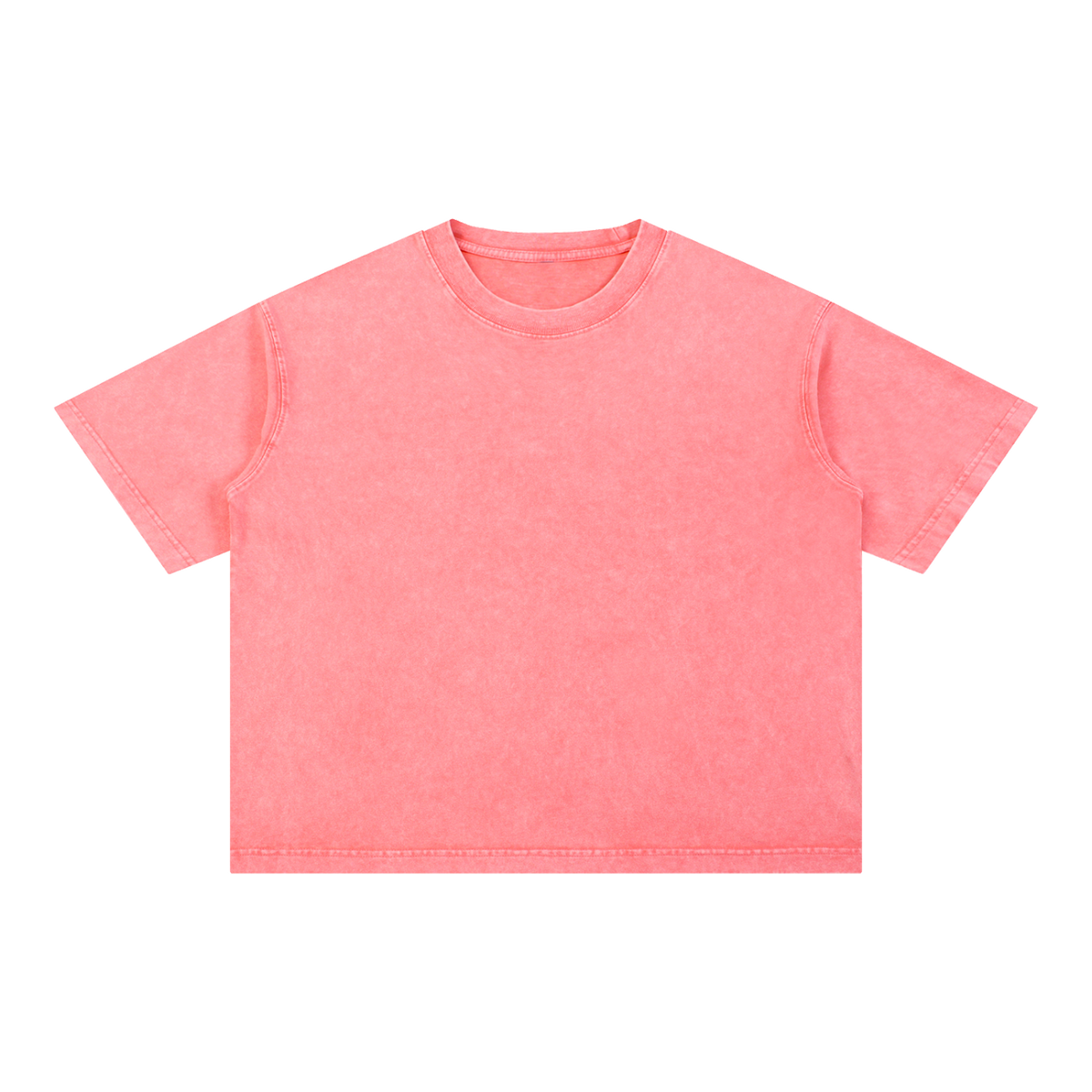 Mineral Wash Boxy Cotton T-Shirt — Pink, front view