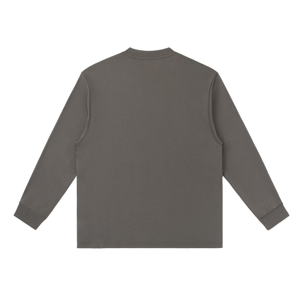 MIROLYUB Continuum cotton-blend long sleeve in Dark Gray, back view.