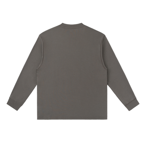 MIROLYUB Continuum cotton-blend long sleeve in Dark Gray, back view.