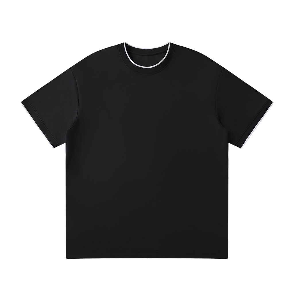 MIROLYUB Routine Cotton-Nylon Tee in Black, front view