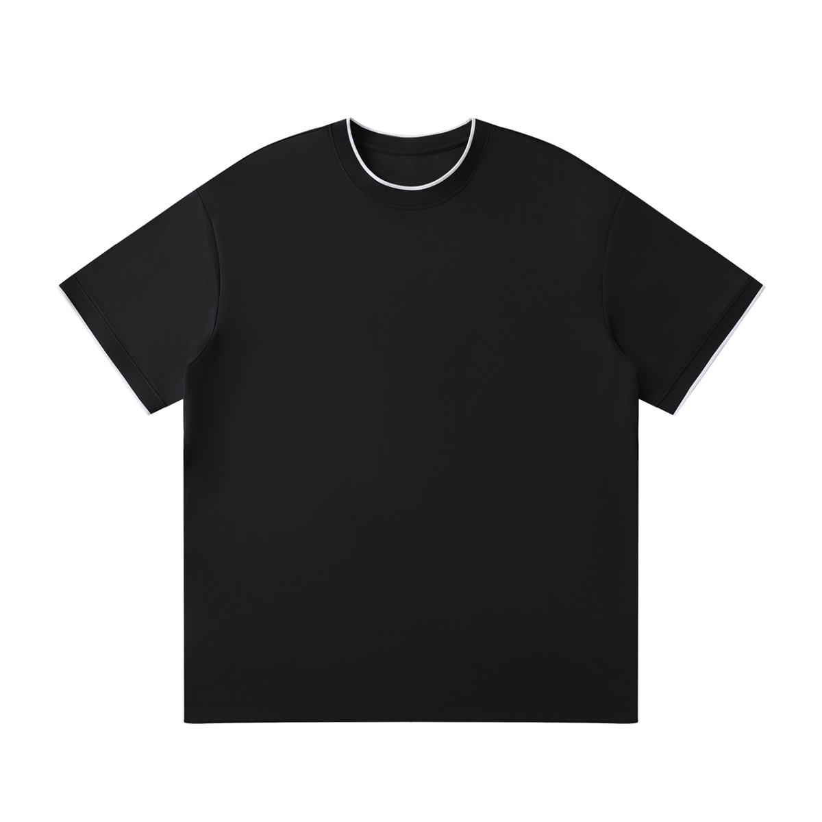MIROLYUB Routine Cotton-Nylon Tee in Black, front view
