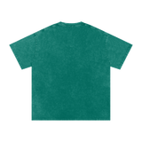 MIROLYUB Afterglow Snow-Wash Oversized Tee in Dark Green, back view.