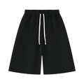 MIROLYUB Unisex Heavyweight Raw Edge Shorts — Black, front view