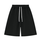 MIROLYUB Unisex Heavyweight Raw Edge Shorts — Black, front view