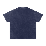 MIROLYUB Afterglow Snow-Wash Oversized Tee in Royal Blue, back view.