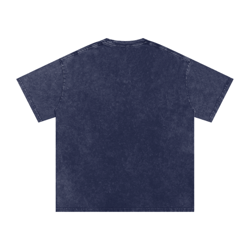 MIROLYUB Afterglow Snow-Wash Oversized Tee in Royal Blue, back view.