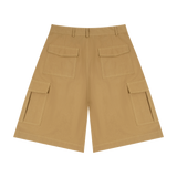 MIROLYUB Outpost woven cargo shorts in Brown, back view.